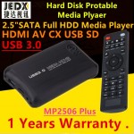 NEW JEDX USB3.0 Protable Full HD 1080p 2.5 inch SATA Hard Disk Media Player MKV HDMI AV CX USB OTG SD AVI RMVB RM MP2506 Plus
