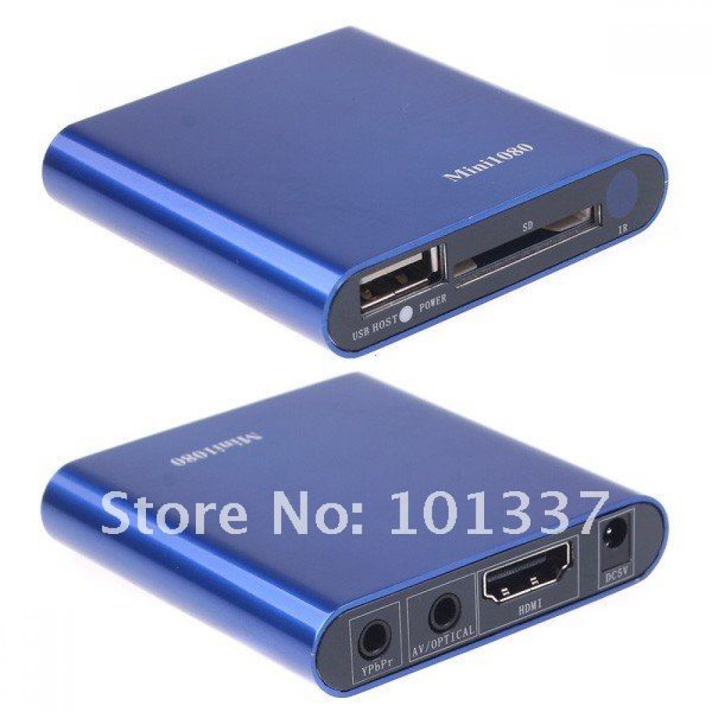 Free Shipping!JEDX Mini 3D 1080P Full HD Media Player with AV/HDMI/USB/SD/MMC RM MKV FLV Ape,Flac H.264 VOB DVD VCD