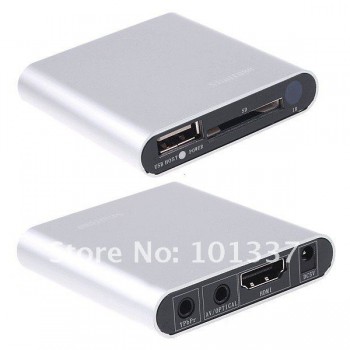 Free Shipping!JEDX Mini 3D 1080P Full HD Media Player with AV/HDMI/USB/SD/MMC RM MKV FLV Ape,Flac H.264 VOB DVD VCD