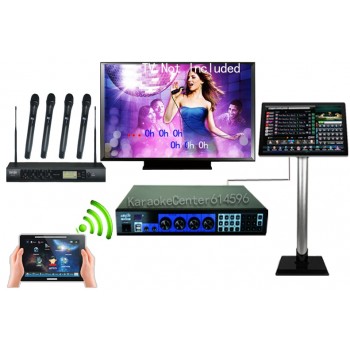 KOD-8H Karaoke System3TB+Wireless Touch Pad/Tablet+19wired TouchScreen +4 UHF wireless Microphones MTV/KTV karaoke songs ,HDMI