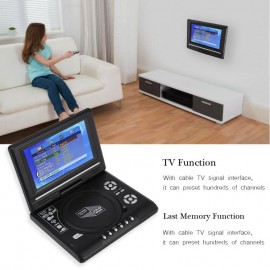 7.8inch 270 degree rotation 16:9 Portable DVD Player Swivel Screen Rechargeable TV Car Charger Gamepad 100-240V