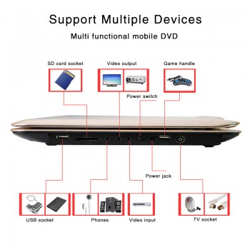 DVD HD Player portable EVD televisor with 18 inch LCD Digital Multimedia SD card U disk FM TV Game MPEG VCD RMVB Video player