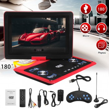 9Pcs 13.8 inch Portable DVD Player Rotate Digital Multimedia Player USB TV Support Game Function for Car Home Audio System