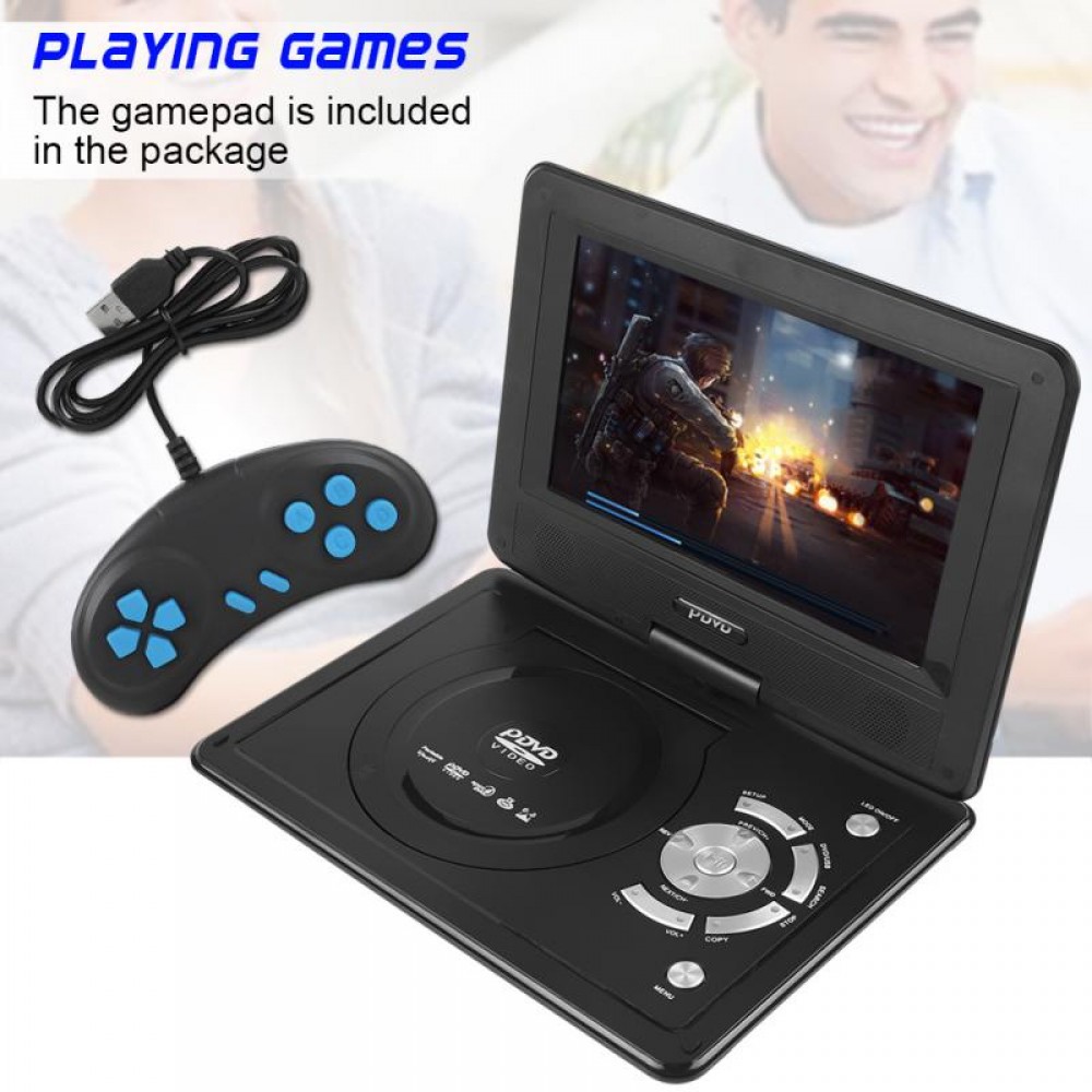 9.8inch Portable DVD Player 270 degree Swivel Screen Rechargeable TV Car Charger Gamepad Playing games player