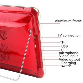 Portable DVD Player Digital Multimedia Player Support U Drive Play amp; Card Reader FM radio/TV/Speaker 25 inch HD Big screen MP3