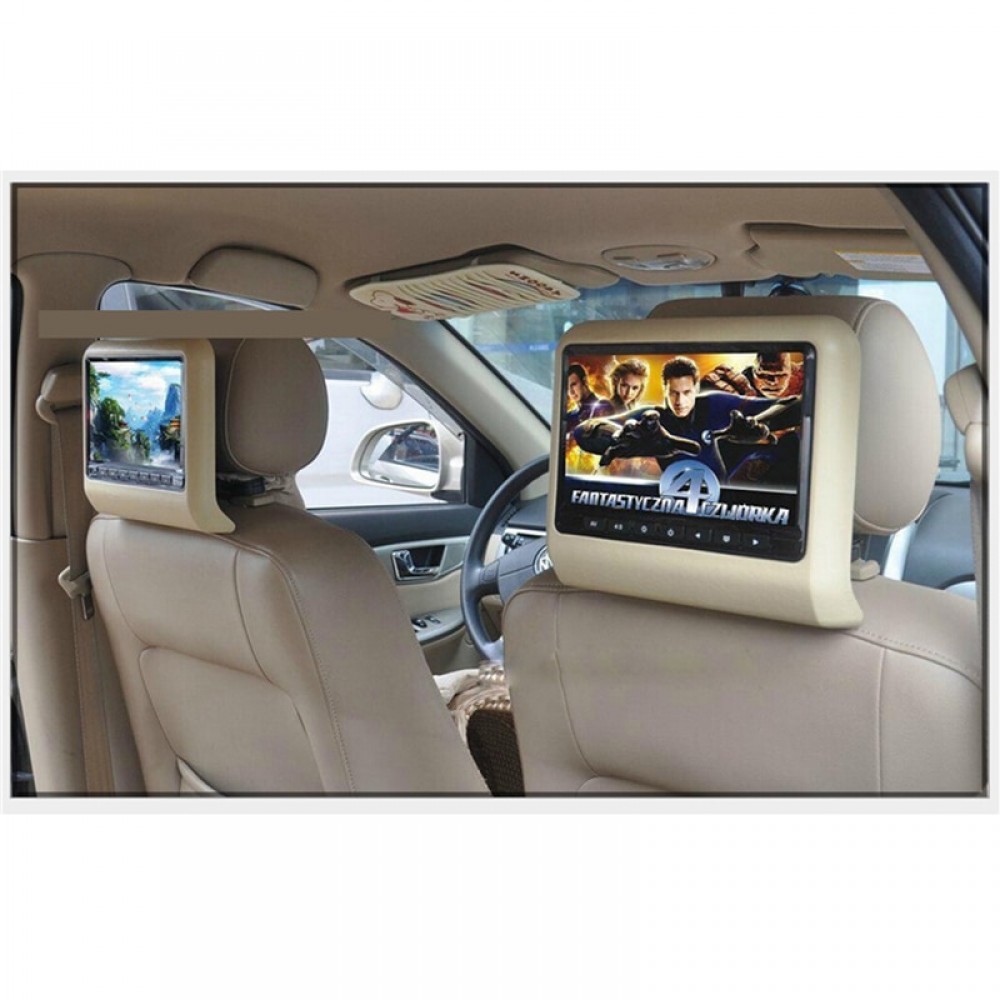 9 Inch a pair HD Car LCD Screen DVD Player Car Automobile Headrest with USB IR Resolution 800*480 Wireless Games Car Pillow