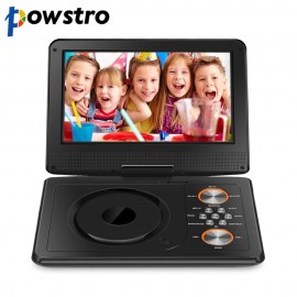 Powstro Mini DVD Player 1600mAh 9 Portable DVD Player CD Player with Remote Control Rechargeable Battery Car Charger AC Adapter