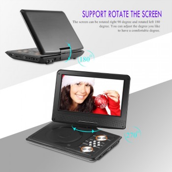 Powstro Mini DVD Player 1600mAh 9 Portable DVD Player CD Player with Remote Control Rechargeable Battery Car Charger AC Adapter