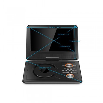 Powstro Mini DVD Player 1600mAh 9 Portable DVD Player CD Player with Remote Control Rechargeable Battery Car Charger AC Adapter