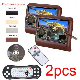 2PCs 9 LCD Dual Headrest DVD Player Pillow Monitors DVD USB SD 32 Bit Games VIDEO Monitors Region Car Dvd Headrests Player