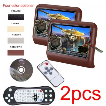 2PCs 9 LCD Dual Headrest DVD Player Pillow Monitors DVD USB SD 32 Bit Games VIDEO Monitors Region Car Dvd Headrests Player