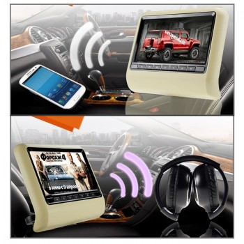 2PCs 9 LCD Dual Headrest DVD Player Pillow Monitors DVD USB SD 32 Bit Games VIDEO Monitors Region Car Dvd Headrests Player