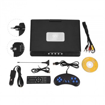 EU Plug Rotatable 9.8 inch DVD Portable LCD Widescreen DVD Video Player FM Radio Game SD USB AV CD VCD