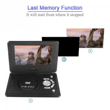 9.8inch Portable HD DVD Player Swivel 270 degree Screen 16:9 Rechargeable TV Car Charger Gamepad 100-240V