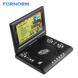 FORNORM 7.8 DVD Player Swivel Screen LCD Display Portable TV Game Player USB/SD Card Reader AV OUT Car Charger Gamepad EU Plug