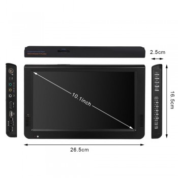 D10 10.1 Inch Portable Multimedia Player DVB-T2 Receiver DTV ATV FM Radio PVR Built-in Speakers HD VGA Input AV IN OUT SD Card