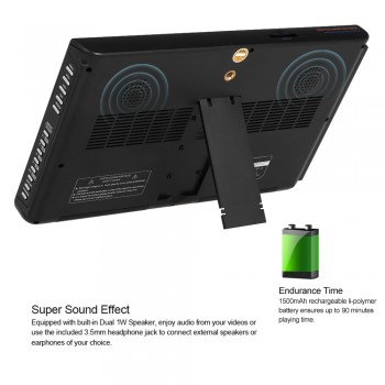 D10 10.1 Inch Portable Multimedia Player DVB-T2 Receiver DTV ATV FM Radio PVR Built-in Speakers HD VGA Input AV IN OUT SD Card