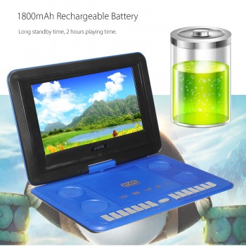 CLAITE 13.3 inch Portable In Car DVD Player Game Remote Control High Definition DVD Players 270 Degree Rotate Screen for AU Plug
