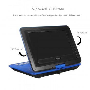 CLAITE 13.3 inch Portable In Car DVD Player Game Remote Control High Definition DVD Players 270 Degree Rotate Screen for AU Plug