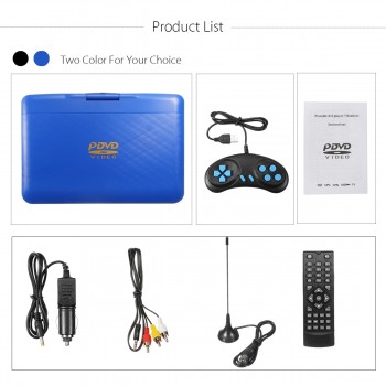 CLAITE 13.3 inch Portable In Car DVD Player Game Remote Control High Definition DVD Players 270 Degree Rotate Screen for AU Plug