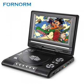 Fornorm 7.8LCD Display DVD Player 270 Degree Swivel Screen Portable TV Game Player With USB SD Card Reader Car Charger Gamepad