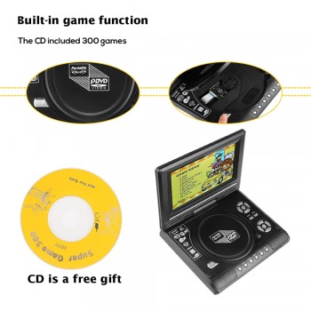 Fornorm 7.8LCD Display DVD Player 270 Degree Swivel Screen Portable TV Game Player With USB SD Card Reader Car Charger Gamepad