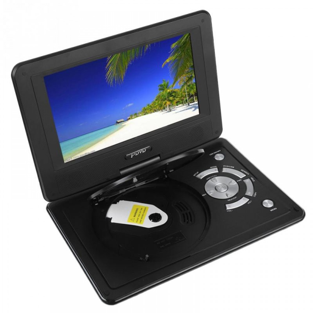 9.8 inch Portable DVD Player 270 Degree Swivel LCD Screen Rechargeable Car TV DVD Intelligent power-off memory Multi Language