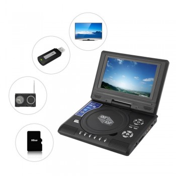 FJD-750 7-Inch TFT LCD Screen DVD Player 270 Degrees Swivel Screen Digital Multimedia Player Support USB Secure Digital Card