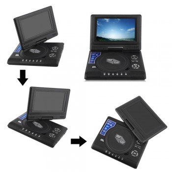 FJD-750 7-Inch TFT LCD Screen DVD Player 270 Degrees Swivel Screen Digital Multimedia Player Support USB Secure Digital Card