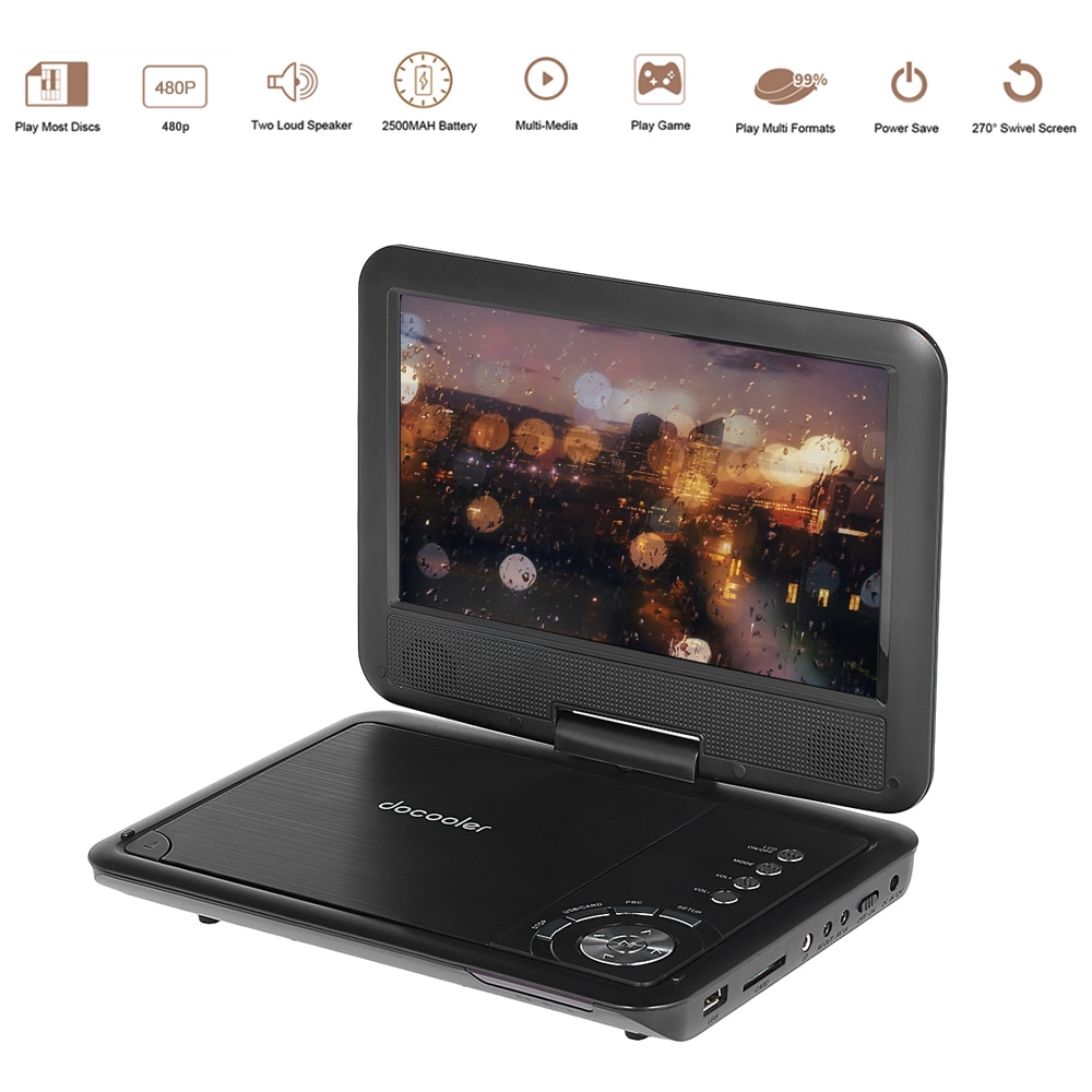 NS-915 9.5 Inch Portable DVD Player Swivel Screen Digital Multimedia Player Support Gamepad 2500mAh Rechargeable Battery