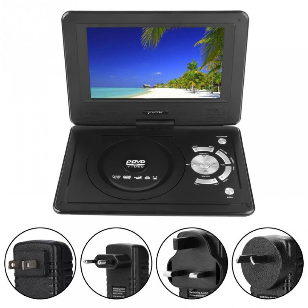 9.8-inch Portable DVD Player Swivel Screen Rechargeable TV Car Charger Gamepad 100-240V DVD Players 2018 new style