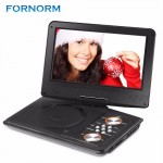FORNORM 9 Inch Portable DVD Player Swivel Screen MP3 DVD Player With Remote Control Rechargeable Battery Car Charger AC Adapter