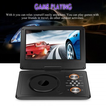 FORNORM 9 Inch Portable DVD Player Swivel Screen MP3 DVD Player With Remote Control Rechargeable Battery Car Charger AC Adapter