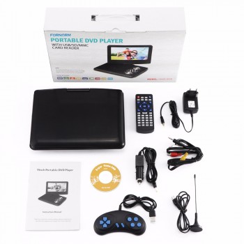 FORNORM 9 Inch Portable DVD Player Swivel Screen MP3 DVD Player With Remote Control Rechargeable Battery Car Charger AC Adapter