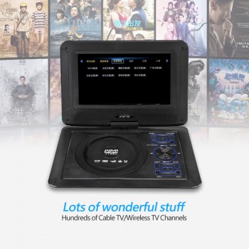 9.8inch Adjustable 3D Stereo Portable DVD Player Game Playing Hundreds of TV Channels HD DVD Player Supports 270 rotation