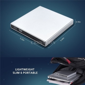 DHL 100PCS USB External CD-RW Burner DVD/CD Reader Player with Two USB Cables for Windows Mac OS Laptop Computer