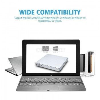 DHL 100PCS USB External CD-RW Burner DVD/CD Reader Player with Two USB Cables for Windows Mac OS Laptop Computer