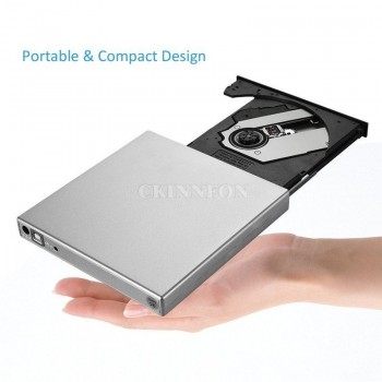DHL 100PCS USB External CD-RW Burner DVD/CD Reader Player with Two USB Cables for Windows Mac OS Laptop Computer