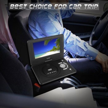 9.8-inch Portable DVD Player 270 Degrees Swivel Screen Rechargeable TV Car Charger Gamepad 100-240V