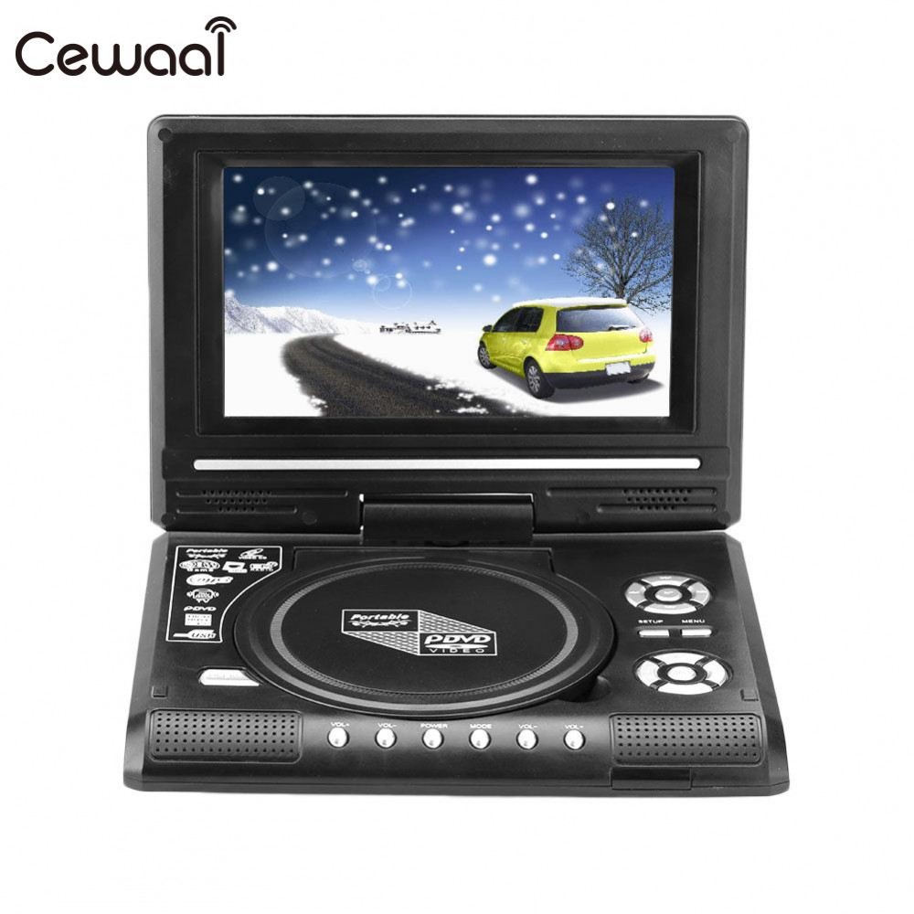 7.0 HD LCD Portable DVD Player Swivel Screen FM Radio with Car Charger