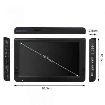 D10 10.1 Inch Portable Multimedia Player DVB-T2 Receiver DTV ATV FM Radio PVR Built-in Speakers HD VGA Input AV IN OUT SD Card