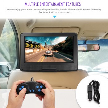FORNORM 9 Inch DVD Player Swivel Screen Portable MP3 DVD Player With Remote Control Rechargeable Battery Car Charger AC Adapter
