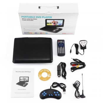 FORNORM 9 Inch DVD Player Swivel Screen Portable MP3 DVD Player With Remote Control Rechargeable Battery Car Charger AC Adapter