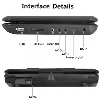Docooler Portable DVD Player NS-915 9.5 Inch Swivel Screen Digital Multimedia Player Support SD / U Drive / AV IN amp; OUT/ Gamepad