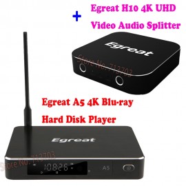 Egreat A5 4K UHD Media Blu-ray Hard Disk Player ISO Playback Navigation Menu Android TV Box + H10 Ultra HD Video Audio Splitter