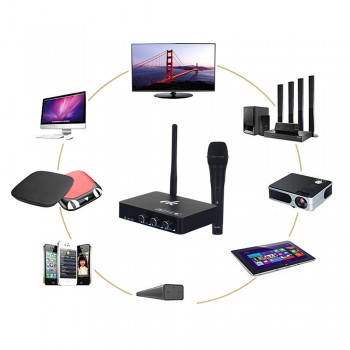 K2 Android TV Box PC Home KTV Mini Karaoke Echo Mixer System Digital Sound Audio Mixer Singing Machine + 2 Wireless Microphone
