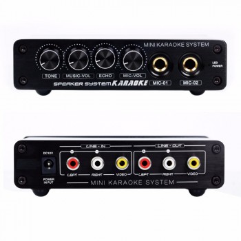 New A933 Mini Karaoke Machine System Sound Mixer Amplifier 12V W/ RCA In and Out Cable For PC Cellphone TV DJ with US/EU/AU plug