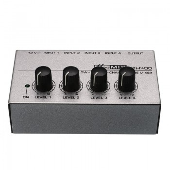 Portable 12V MX400 Micromix Low Voice 4 Channels Mono Line Studio Audio Mixer US Plug