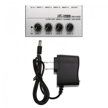 Portable 12V MX400 Micromix Low Voice 4 Channels Mono Line Studio Audio Mixer US Plug