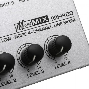 Portable 12V MX400 Micromix Low Voice 4 Channels Mono Line Studio Audio Mixer US Plug